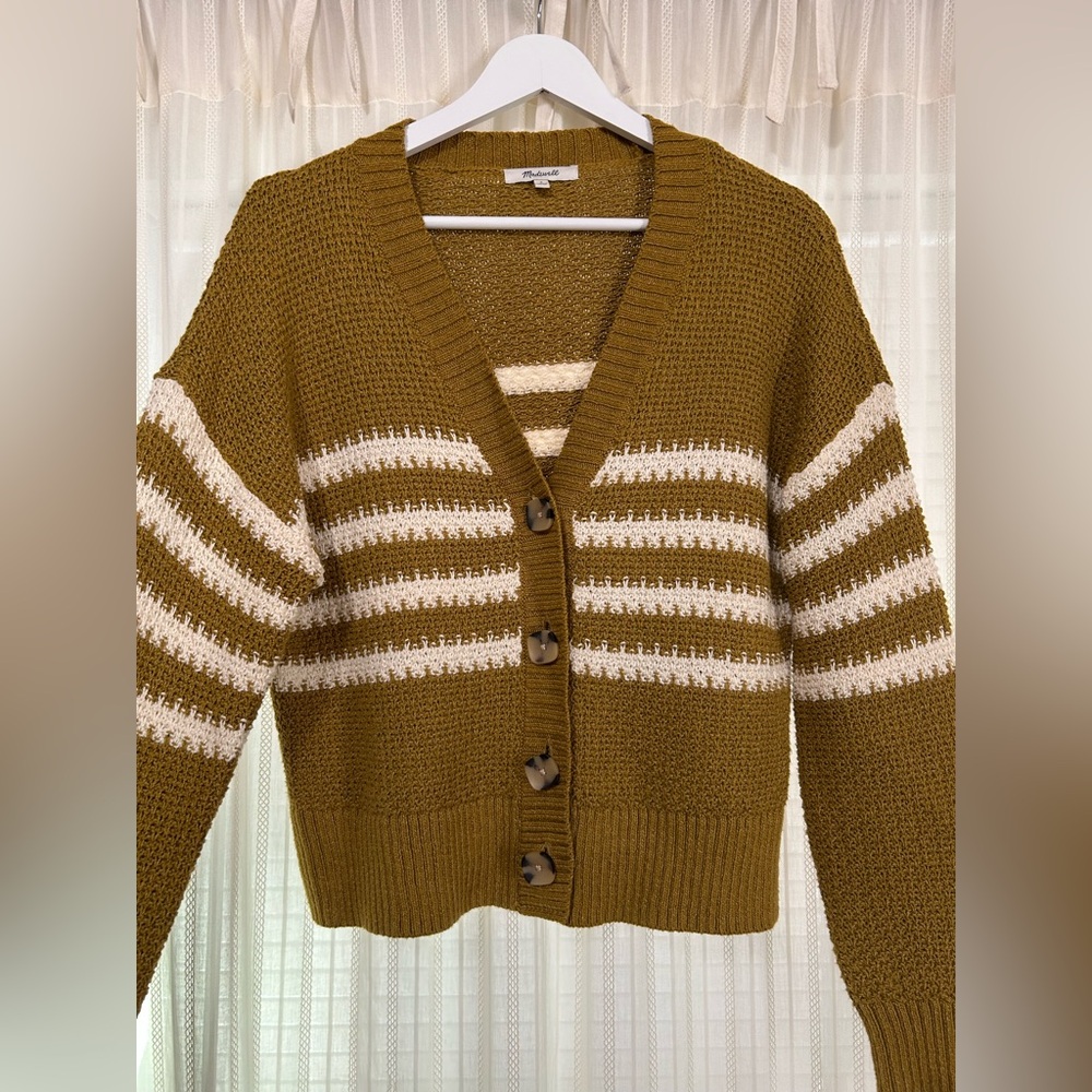 Striped Mustard Yellow Cardigan